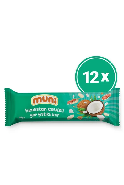 muni Hindistan Cevizli Yer Fıstığı Barı, 40 G X 12 Adet ürün görseli 1