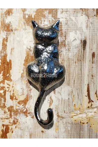HOUSE2HOME Pirinç Kedi Kapı Tokmağı, Tak Tak, Krom ürün görseli 1