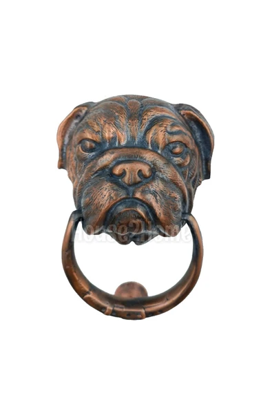 HOUSE2HOME El Yapımı Pirinç Buldoğ Köpek Kapı Tokmağı Bakır ürün görseli 1
