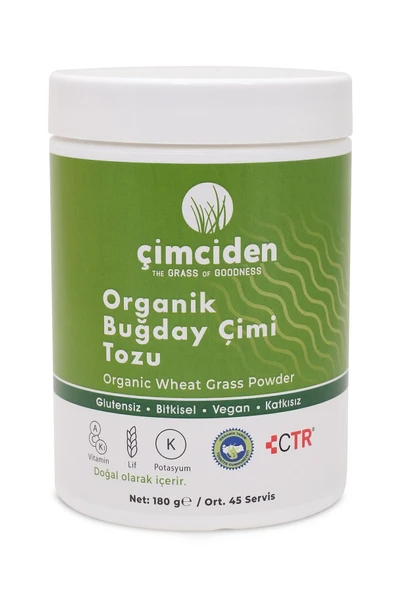 Çimciden Organik Buğday Çimi Tozu 180 gr - 45 Servis / Organic Wheat Grass Powder ürün görseli 1