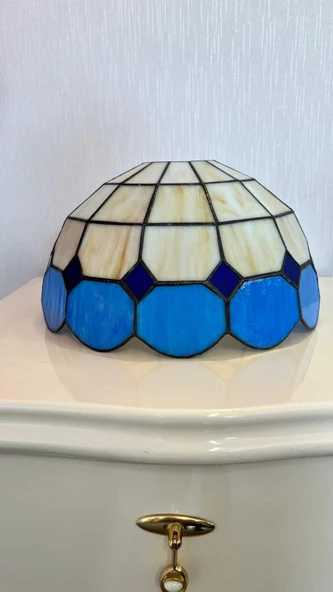 Yüceeller Tavan Vitray Avize 30cm 12" Mavi - Resim 2