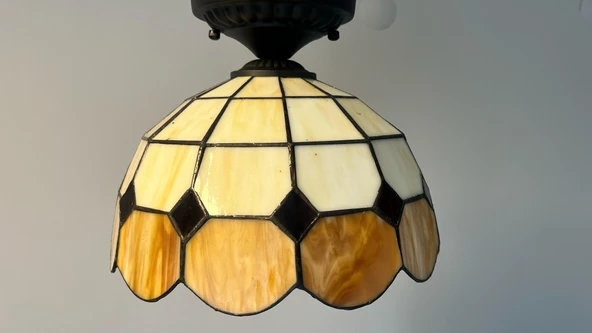 Yüceeller Tavan Vitray Avize 30cm 12" Kahverengi ürün görseli 1