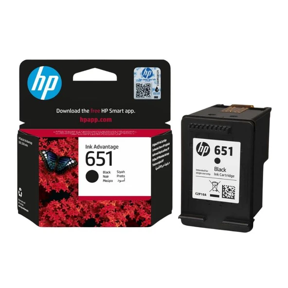 HP 651 Black Siyah Kartuş C2P10AE, Deskjet 5645, 5575, OfficeJet 202 ürün görseli 1