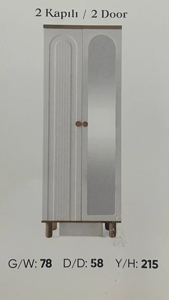 YAKUT MDF 2 KAPILI DOLAP ürün görseli 1