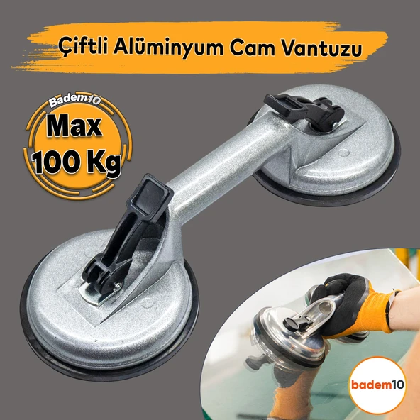 Çiftli Vakumlu Alüminyum Cam Vantuzu Fayans Ahşap Metal Tutucu Taşıma Araba Kaporta Göcük Çektirme 2 ürün görseli 1