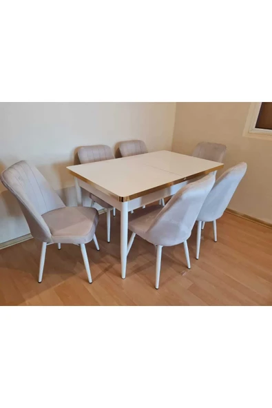 Lajibu %100 Mdf Açılabilir Masa Sandalye Takımı 6 Kişilik Yemek Masası Takımı Masa Sandalye ürün görseli 1