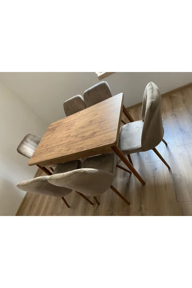 Lajibu %100 Mdf Açılabilir Masa Sandalye Takımı 6 Kişilik Yemek Masası Takımı Masa Sandalye ürün görseli 1