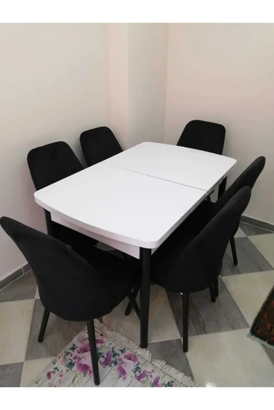 Lajibu %100 Mdf Açılabilir Masa Sandalye Takımı 6 Kişilik Yemek Masası Takımı Masa Sandalye ürün görseli 1