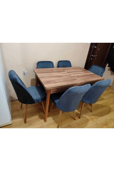 Lajibu %100 Mdf Açılabilir Masa Sandalye Takımı 6 Kişilik Yemek Masası Takımı Masa Sandalye ürün görseli 1