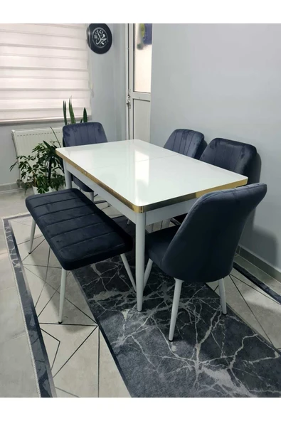 Lajibu %100 Mdf Açılabilir Masa Sandalye Takımı 6 Kişilik Yemek Masası Takımı Masa Sandalye ürün görseli 1