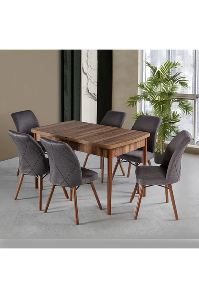 Lajibu %100 Mdf Açılabilir Masa Sandalye Takımı 6 Kişilik Yemek Masası Takımı Masa Sandalye ürün görseli 1