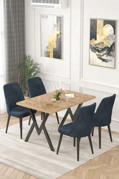 Lajibu Yoyo Atlantik Sabit 70x120  Mutfak Masası Takımı, Yemek Masası Takımı, 4 Antrasit Sandalye ürün görseli 1