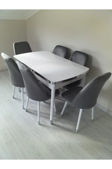 Lajibu %100 Mdf Açılabilir Masa Sandalye Takımı 6 Kişilik Yemek Masası Takımı Masa Sandalye ürün görseli 1