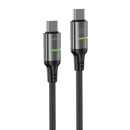 Gritty 60W Type-C to Type-C Akıllı Işık Göstergeli Şarj Kablosu 1 m Siyah (GL-LT01) ürün görseli 1