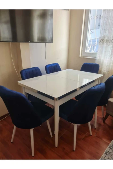 Lajibu %100 Mdf Açılabilir Masa Sandalye Takımı 6 Kişilik Yemek Masası Takımı Masa Sandalye ürün görseli 1