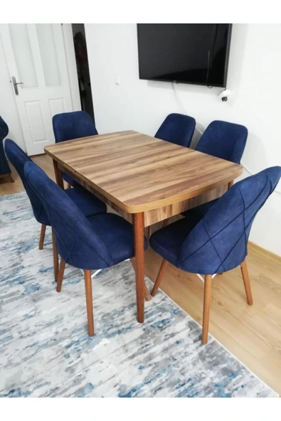 Lajibu %100 Mdf Açılabilir Masa Sandalye Takımı 6 Kişilik Yemek Masası Takımı Masa Sandalye ürün görseli 1