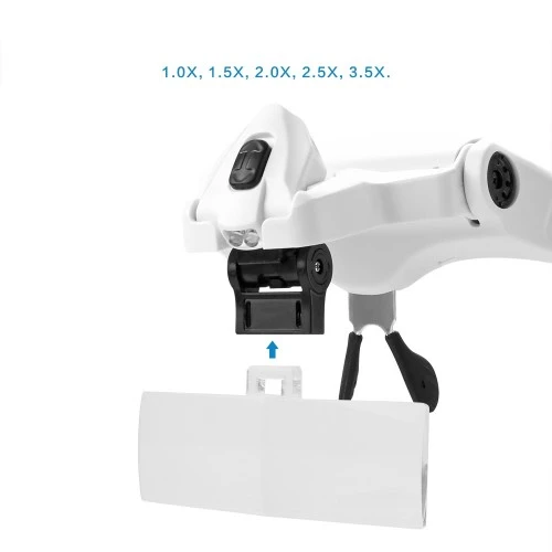 5 Lens 1.0X-3.5X 2Led Işıklı İle Ayarlanabilir Gözlük Büyüteç 9892B2 ürün görseli 1
