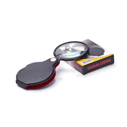 5X 60Mm Cam Optik Lens Katlabilir Deri Kaplamalı Cep Büyüteç Xx1051 ürün görseli 1