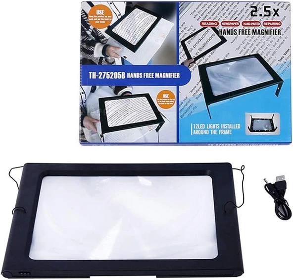 Yaşlılar Için A4 Boyutu Masa Tipi Işıklı Okuma Büyüteç Th-275205B ürün görseli 1