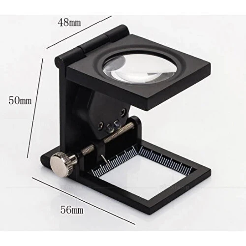 28x28 Mm Katlanır Sayaçlı Metal Lüp 2 LED Işıklı Büyüteç Tekstil TH-9005A ürün görseli 1