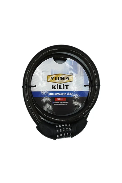 Yuma YM-747 120cm 20mm 5 Şifreli Siyah Motorsiklet Kilidi ürün görseli 1