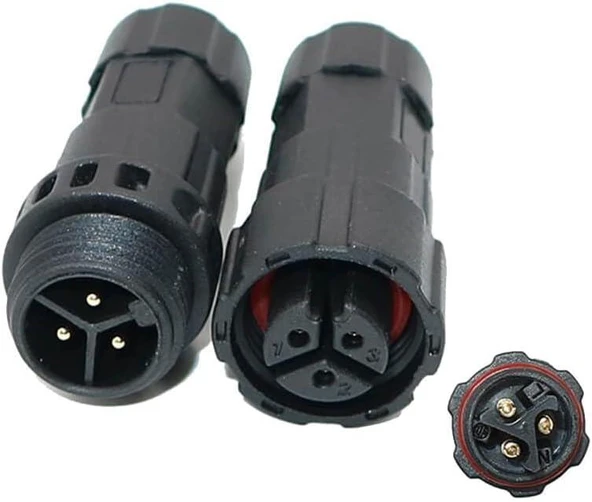 Su Geçirmez 3 Pin Konnektör IP67 Dişi-Erkek Takım 16 mm ürün görseli 1