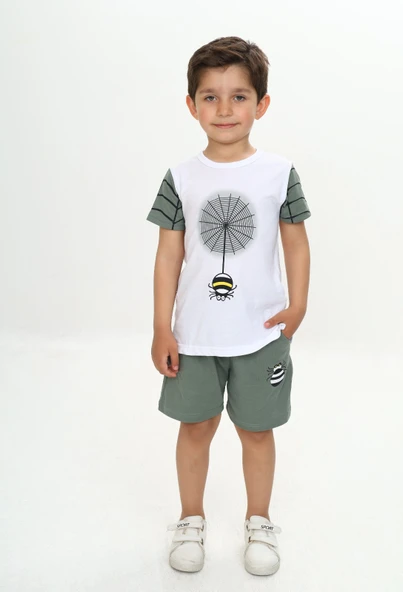 Toontoy Erkek Çocuk Örümcek Detay Baskılı Şortlu Takım ürün görseli 1
