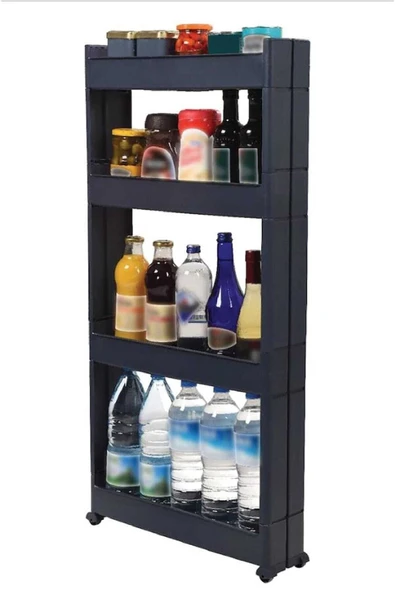 Çok Amaçlı Tekerlekli Raf Plastik Raf Mutfak Rafı Banyo Raf Organizer  Sr-04 ürün görseli 1