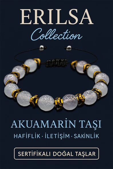 Sertifikalı Fasetli Hematit & Akuamarin Taşı Bileklik – Sakinlik, Güç ve Zihinsel Netlik ürün görseli 1