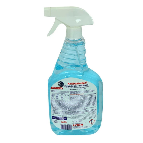 Antibakteriyel Genel Amaçlı Temizleyici Tüm Yüzeyler İçin Spreyli Mavi 750 ML ürün görseli 1