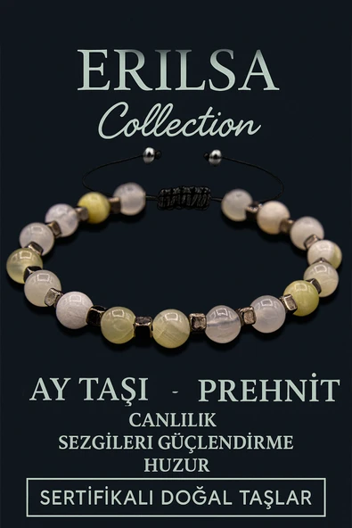 Sertifikalı Terahertz & Ay Taşı - Prehnit Bileklik – Sezgi, Şefkat ve Koruma ürün görseli 1