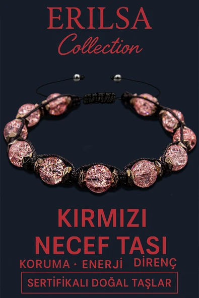 Sertifikalı Terahertz & Kırmızı Necef Taşı Bileklik – Tutku, Güç ve Zihinsel Koruma ürün görseli 1