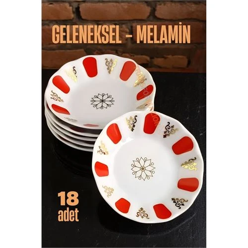 Melamin Çay Tabağı 18 Adet Geleneksel Türk Çay Bardağı Altlığı ürün görseli 1