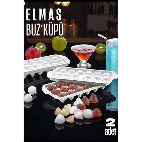 ModaCar Buz Kalıbı ELMAS İçecek Buz Kalıbı - Mutfak Buz Kalıbı Kolay Çıkarılır Buz Kalıbı 2 ADET ürün görseli 1