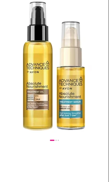 Avon Argan Yağı İçeren Besleyici Saç Serumu ve Argan, Hindistan Cevizi Yağı İçeren Saç Bakım Yağı Paketi ürün görseli 1