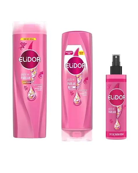 Elidor Superblend Güçlü ve Parlak Saçlar İçin 3'Lü Saç Bakım Seti ürün görseli 1