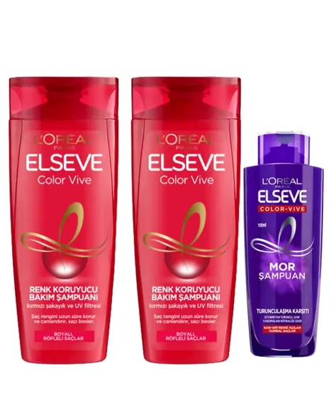 Loreal Elseve Renk Koruyucu Şampuan Seti & Turunculaşma Karşıtı Mor Şampuan ürün görseli 1