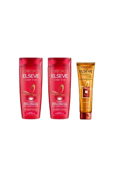 Loreal Elseve Color Vive Şampuan Set (2 Adet Şampuan + 1 Adet Saç Bakım Kremi) ürün görseli 1