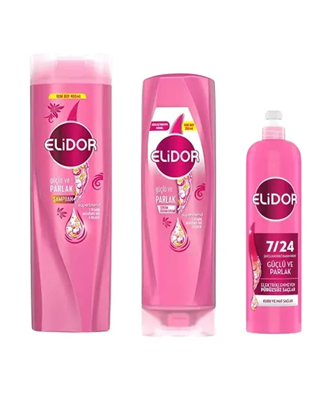 Elidor Superblend Güçlü ve Parlak - Kuru ve Mat Saçlar İçin 3'Lü Saç Bakım Seti ürün görseli 1