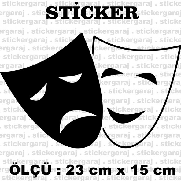 tiyatro maske suratlar 2 adet sticker - Araba motosiklet kask buzdolabı cam otomobil atv laptop tablet duvar stickerı ürün görseli 1
