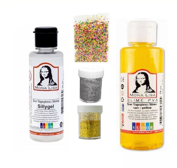 Slime Seti Sarı Renk 70 ML Renkli Slaym Südor Sılaym Seti 70 ML Slime Borax ürün görseli 1