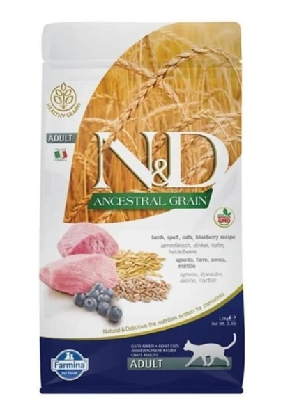 N&D Düşük Tahıllı Kuzu Etli Ve Yaban Mersinli Yetişkin Kedi Maması 1,5 KG Açık Mama ürün görseli 1