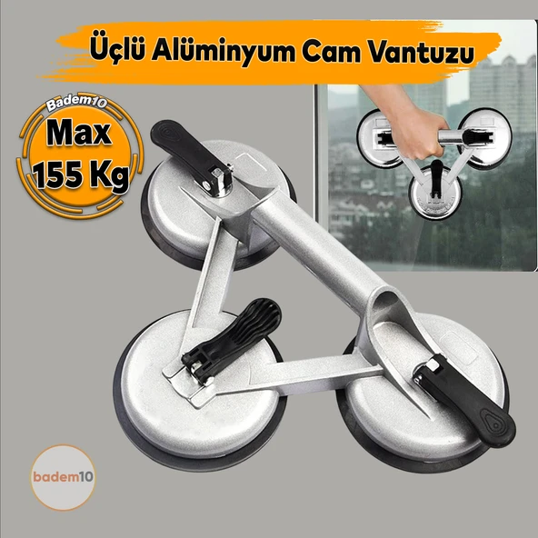 3'lü Alüminyum Vakumlu Cam Vantuzu Cam Fayans Ahşap Metal Taşıma Kaporta Göçük Düzeltme Aparatı Üçlü ürün görseli 1