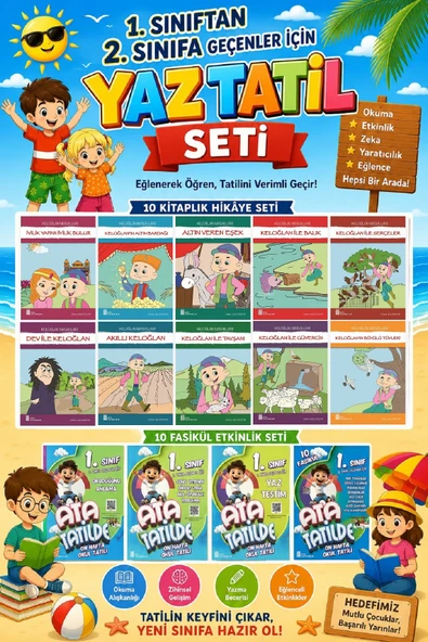1.Sınıftan 2.Sınıfa Geçenler İçin Ata Tatilde +10 lu Hikaye Seti 6 ürün görseli 1