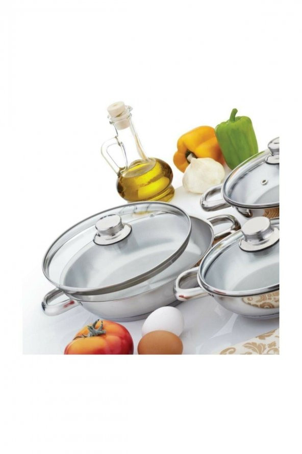 PTTAVM: gülsan Çelik Sahan Set 3 Lü Cam Kapaklı 16/18/20cm