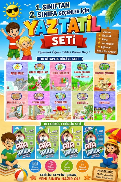 1.Sınıftan 2.Sınıfa Geçenler İçin Ata Tatilde +10 lu Hikaye Seti 8 ürün görseli 1