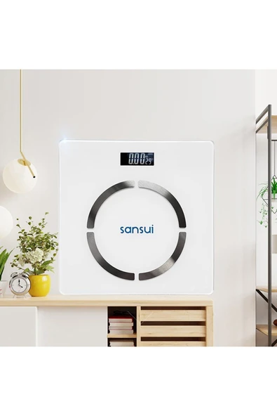 SANSUI Dijital Baskül Yağ- Kas Oranı Ve Vücut Kitle Endeksi Ölçer - Beyaz ürün görseli 1