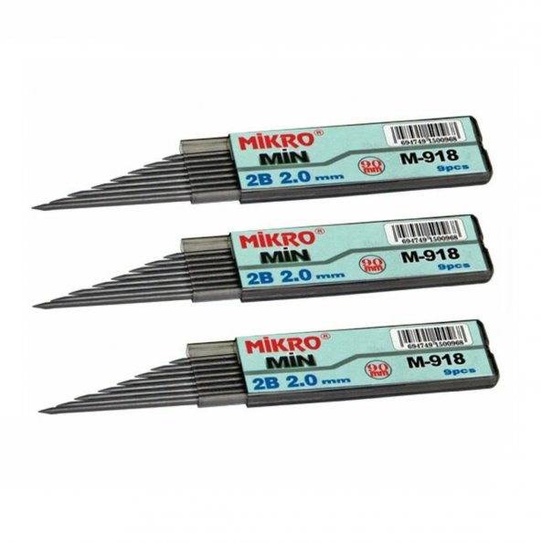Kalem Ucu 2.0mm 2B Mikro 2B Kalem Ucu 2mm Siyah 3 Adet - Resim 2