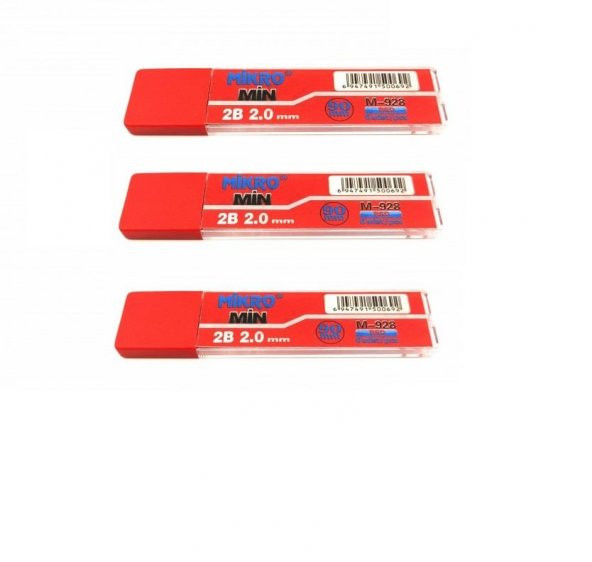 Kalem Ucu 2.0mm 2B Mikro 2B Kalem Ucu 2mm Kırmızı 3 Adet ürün görseli 1