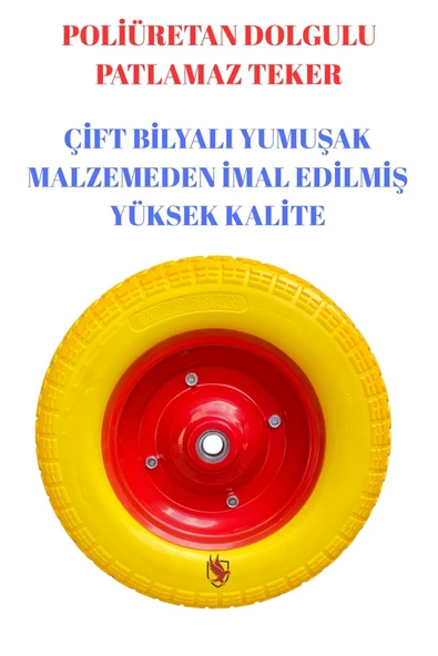 Adige Çift Bilyalı Patlamayan Yumuşak Dolgulu El Arabası Tekeri ürün görseli 1